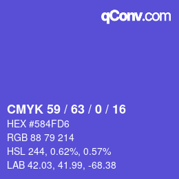 Farbcode: CMYK 59 / 63 / 0 / 16 | qconv.com