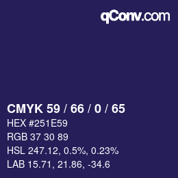 カラーコード: CMYK 59 / 66 / 0 / 65 | qconv.com