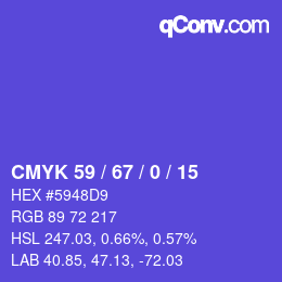 Color code: CMYK 59 / 67 / 0 / 15 | qconv.com