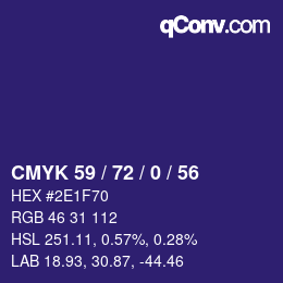 Color code: CMYK 59 / 72 / 0 / 56 | qconv.com