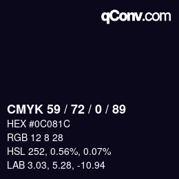 颜色代码: CMYK 59 / 72 / 0 / 89 | qconv.com