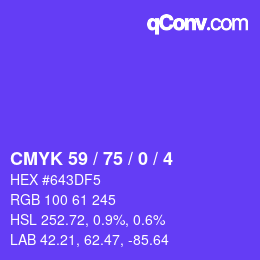 颜色代码: CMYK 59 / 75 / 0 / 4 | qconv.com