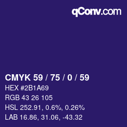 Color code: CMYK 59 / 75 / 0 / 59 | qconv.com