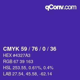 Color code: CMYK 59 / 76 / 0 / 36 | qconv.com