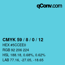 Color code: CMYK 59 / 8 / 0 / 12 | qconv.com