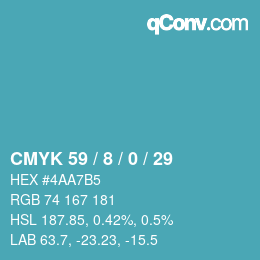 Color code: CMYK 59 / 8 / 0 / 29 | qconv.com