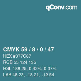 颜色代码: CMYK 59 / 8 / 0 / 47 | qconv.com