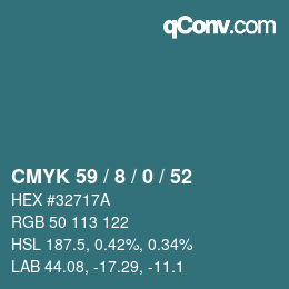 Color code: CMYK 59 / 8 / 0 / 52 | qconv.com