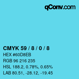 Color code: CMYK 59 / 8 / 0 / 8 | qconv.com