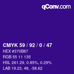 Color code: CMYK 59 / 92 / 0 / 47 | qconv.com