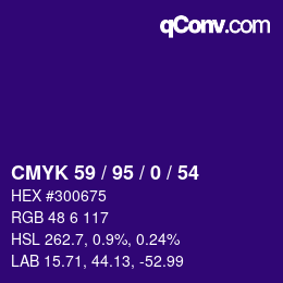 Color code: CMYK 59 / 95 / 0 / 54 | qconv.com