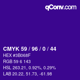 颜色代码: CMYK 59 / 96 / 0 / 44 | qconv.com