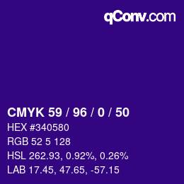 Color code: CMYK 59 / 96 / 0 / 50 | qconv.com