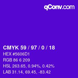 Farbcode: CMYK 59 / 97 / 0 / 18 | qconv.com