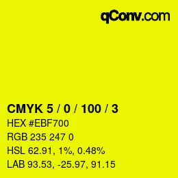 Farbcode: CMYK 5 / 0 / 100 / 3 | qconv.com