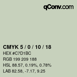 カラーコード: CMYK 5 / 0 / 10 / 18 | qconv.com