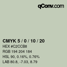 颜色代码: CMYK 5 / 0 / 10 / 20 | qconv.com