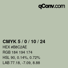 颜色代码: CMYK 5 / 0 / 10 / 24 | qconv.com