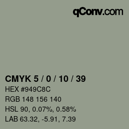 颜色代码: CMYK 5 / 0 / 10 / 39 | qconv.com