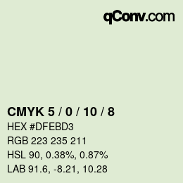 カラーコード: CMYK 5 / 0 / 10 / 8 | qconv.com