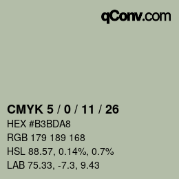 カラーコード: CMYK 5 / 0 / 11 / 26 | qconv.com