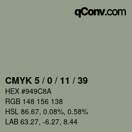 颜色代码: CMYK 5 / 0 / 11 / 39 | qconv.com