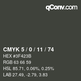 Color code: CMYK 5 / 0 / 11 / 74 | qconv.com