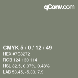 颜色代码: CMYK 5 / 0 / 12 / 49 | qconv.com