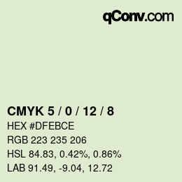 カラーコード: CMYK 5 / 0 / 12 / 8 | qconv.com