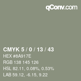 Farbcode: CMYK 5 / 0 / 13 / 43 | qconv.com