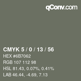 Color code: CMYK 5 / 0 / 13 / 56 | qconv.com