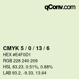 カラーコード: CMYK 5 / 0 / 13 / 6 | qconv.com