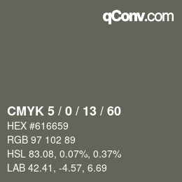 カラーコード: CMYK 5 / 0 / 13 / 60 | qconv.com