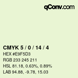 颜色代码: CMYK 5 / 0 / 14 / 4 | qconv.com