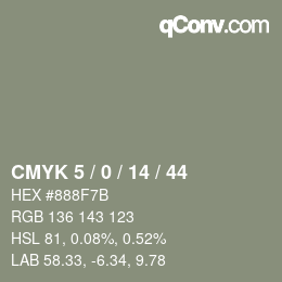 カラーコード: CMYK 5 / 0 / 14 / 44 | qconv.com