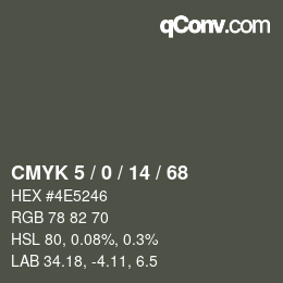 カラーコード: CMYK 5 / 0 / 14 / 68 | qconv.com