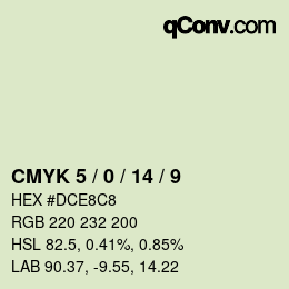 颜色代码: CMYK 5 / 0 / 14 / 9 | qconv.com
