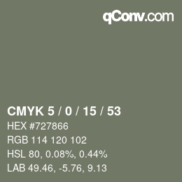 Código de color: CMYK 5 / 0 / 15 / 53 | qconv.com