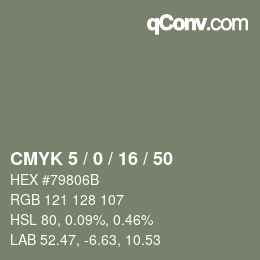 Farbcode: CMYK 5 / 0 / 16 / 50 | qconv.com