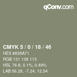 颜色代码: CMYK 5 / 0 / 18 / 46 | qconv.com