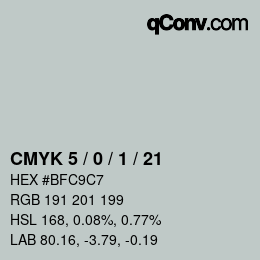 カラーコード: CMYK 5 / 0 / 1 / 21 | qconv.com