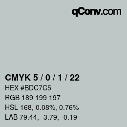 颜色代码: CMYK 5 / 0 / 1 / 22 | qconv.com