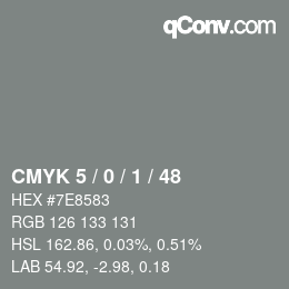 カラーコード: CMYK 5 / 0 / 1 / 48 | qconv.com