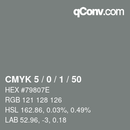 颜色代码: CMYK 5 / 0 / 1 / 50 | qconv.com
