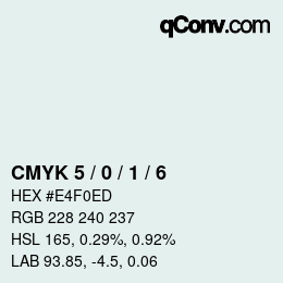 颜色代码: CMYK 5 / 0 / 1 / 6 | qconv.com