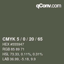 颜色代码: CMYK 5 / 0 / 20 / 65 | qconv.com
