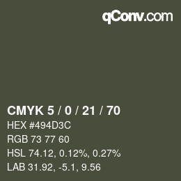 カラーコード: CMYK 5 / 0 / 21 / 70 | qconv.com