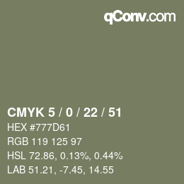 カラーコード: CMYK 5 / 0 / 22 / 51 | qconv.com