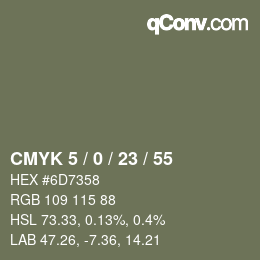 カラーコード: CMYK 5 / 0 / 23 / 55 | qconv.com