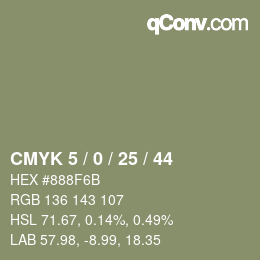 Farbcode: CMYK 5 / 0 / 25 / 44 | qconv.com